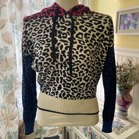 Central Park West Sweaters - Central Park West NY XS Animal Print Color Block Sweater Leopard hoodie